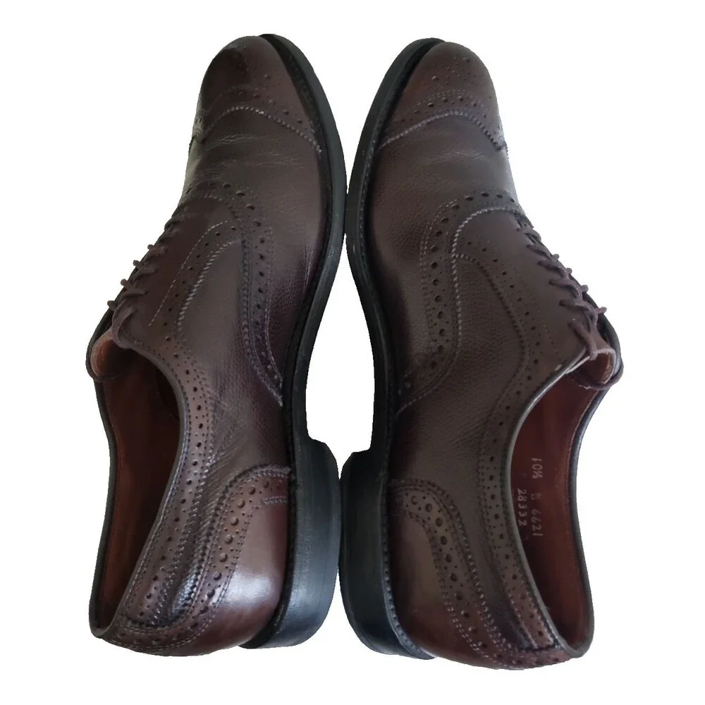 Allen Edmonds Hamptons 6621 Wingtip Oxfords Sz10.5 B Brown Burnished Calf Great